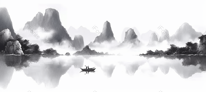 新中式水墨风山水朦胧感背景图,插画/手绘图,插画/手绘图库,插画/手绘图下载,插画/手绘